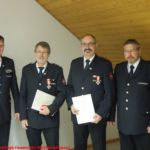 Im Bild: Unterkreisführer O. Kohlhepp, Kdt. Bruno Dentz, Hauptfeuerwehrmann Harald Sauer, Kreisbrandmeister Udo Dentz. (v.l.n.r.) Im Bild: Unterkreisführer O. Kohlhepp, Kdt. Bruno Dentz, Hauptfeuerwehrmann Harald Sauer, Kreisbrandmeister Udo Dentz. (v.l.n.r.)